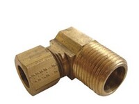 1/8" TUBE SIZE COMPRESSION X 1/8" N.P.T. 90* MALE FITTING BRASS (69-2)