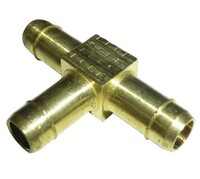 1/4" TUBE SIZE SINGLE-BARB UNION TEE FOR PLASTIC TUBING BRASS FITTING (1064-4)