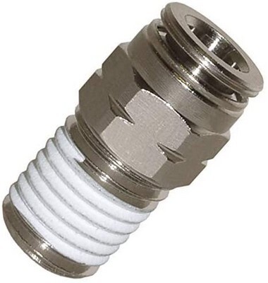 1/4" NYLON AIR LINE X 1/8" N.P.T. PUSH-IN MALE STRAIGHT CONNECTOR NICKLE PLATED BRASS FITTING