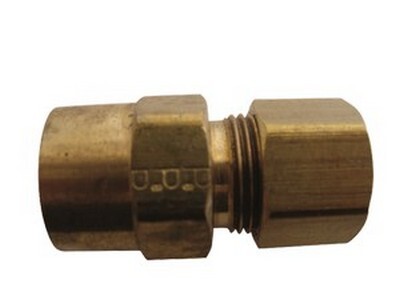 3/8" TUBE SIZE COMPRESSION X 1/8" N.P.T. STRAIGHT FEMALE FITTING BRASS (66-6-2)