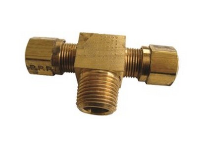 3/8" D.O.T. NYLON AIR BRAKE X 3/8" N.P.T. MALE BRANCH TEE BRASS FITTING (1472-6-6-6)