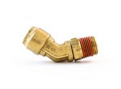 1/2" D.O.T. AIR BRAKE X 1/2" N.P.T. PUSH-IN 45* MALE ELBOW FITTING BRASS (E2480-8-8)