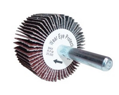 1-1/2" X 1" X 1/4" SHANK 120 GRIT CGW ALUMINUM OXIDE FLAP WHEEL