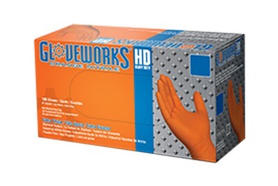 X-LARGE ORANGE POWDER FREE NITRILE GLOVES HEAVY DUTY 100 PC BOX