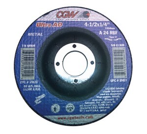 5" X 1/4" X 7/8" CGW ULTRA DEPRESSED CENTER ALUMINUM OXIDE GRINDING WHEEL TYPE 27