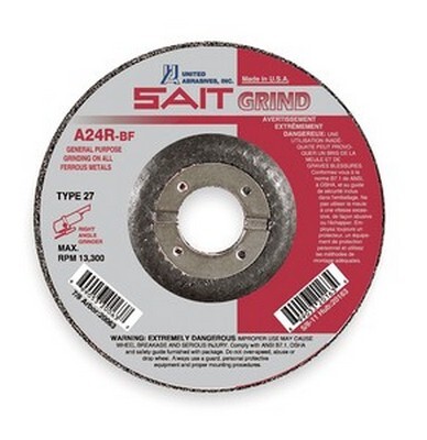 4-1/2" X 1/4" X 7/8" SAIT A24R TYPE 27 ALUMINUM OXIDE GRINDING WHEEL