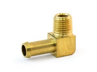 1/4" TUBE X 1/8" N.P.T. MALE 90* ELBOW SINGLE-BARB HOSE FITTING BRASS (1582)