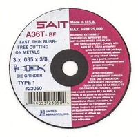 3" X 1/16" X 3/8" SAIT REINFORCED ALUMINUM OXIDE CUT-OFF WHEEL